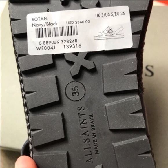 $360 NIB All Saints Leather Botan Sandals Black - Picture 7 of 8